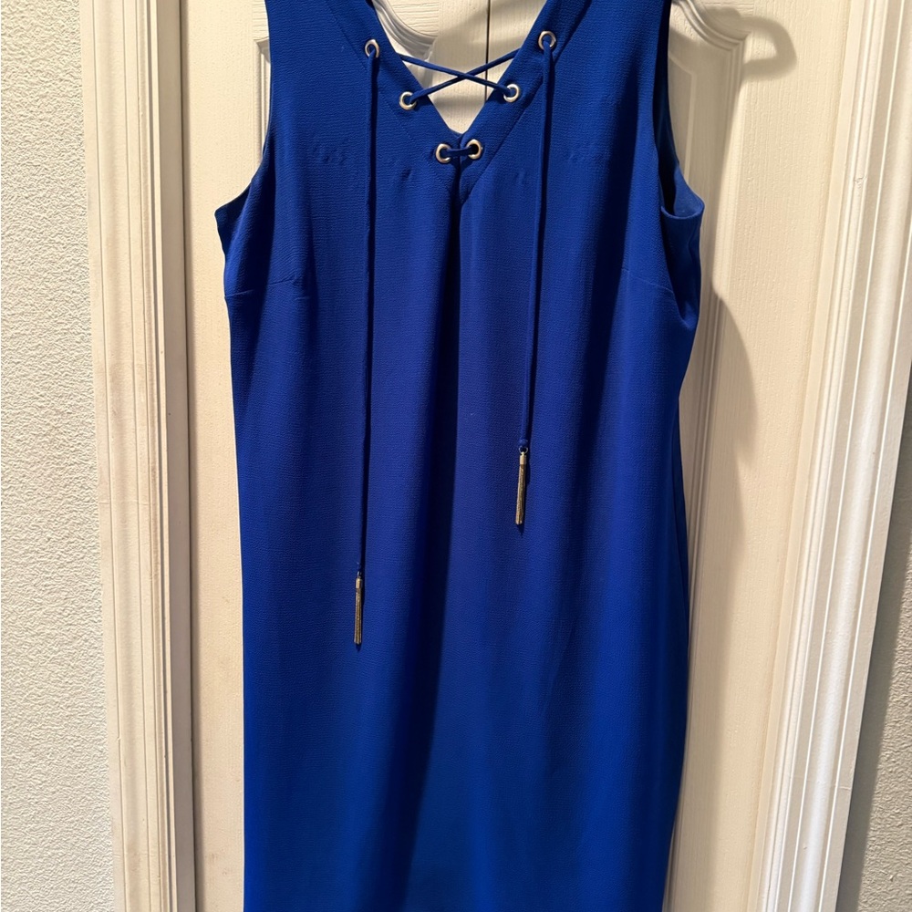 INC International Concepts Royal Blue Lace-Up Midi Dress